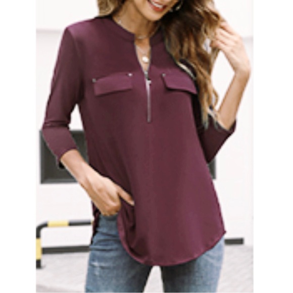Ellen Tracy burgundy blouse - Picture 1 of 6